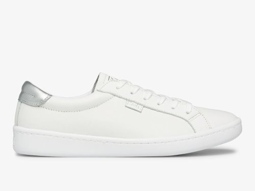 Keds Ace Leren Schoenen Leer Dames Wit Zilver | BE-85160