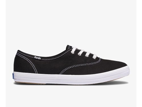 Keds Champion Feat. Organic Katoenen Veterschoenen Dames Zwart | BE-29576
