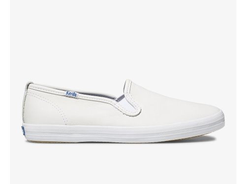 Keds Champion Slip On Leren Schoenen Leer Dames Wit | BE-71593