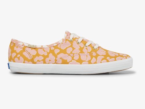 Keds Champion Spot Print Veterschoenen Dames Geel Roze | BE-10134