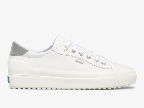 Keds Demi TRX Leren Veterschoenen Dames Wit Zilver | BE-30355