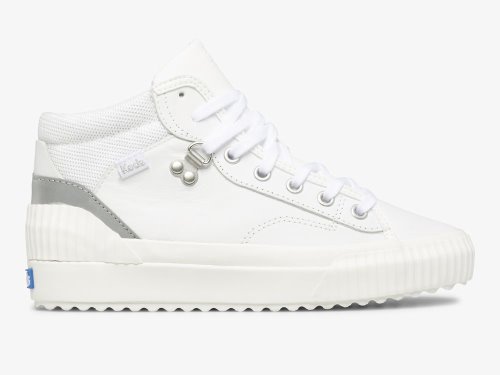 Keds Demi TRX Mid Leren Veterschoenen Dames Wit Zilver | BE-77964