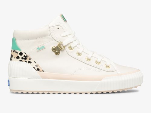 Keds Demi TRX Mid Leren Veterschoenen Dames Room Leopard | BE-84778