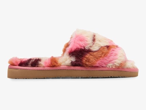 Keds Fuzzy Badslippers Slippers Slippers Dames Roze Camo | BE-02556