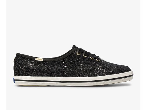 Keds Kate Spade New York Champion Glitter Veterschoenen Dames Zwart | BE-32858