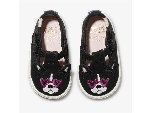 Keds Kate Spade New York Champion T-strap Francois Schoenen Leer Meisjes Zwart | BE-11043
