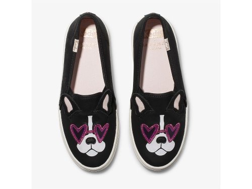 Keds Kate Spade New York Double Decker Francois Schoenen Leer Meisjes Zwart | BE-11690
