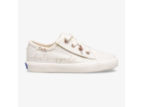 Keds Kate Spade New York Kickstart Jr Ivory Glitter Sneakers Meisjes Wit | BE-22569