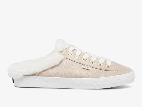 Keds Kate Spade New York Kickstart Mule Fur Collar Glitter Suede Slippers Dames Gekleurd | BE-32944