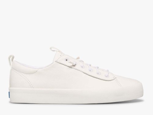Keds Kickback Leren Veterschoenen Dames Wit | BE-52912
