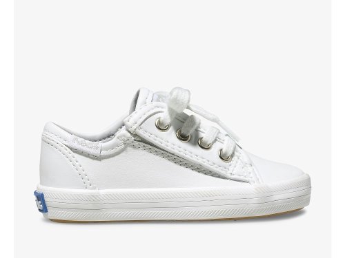 Keds Kickstart Jr. Leren Sneaker Schoenen Leer Meisjes Wit | BE-07794