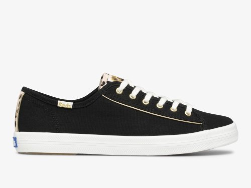Keds Kickstart Leopard Pop Canvas Tennisschoenen Dames Zwart | BE-02270