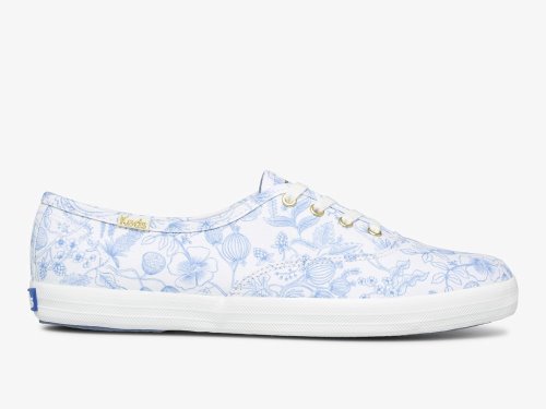 Keds Rifle Paper Co. Champion Aviary Veterschoenen Dames Wit Blauw | BE-38009