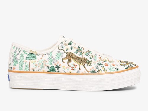 Keds Rifle Paper Co. Triple Kick Menagerie Embroidered Veterschoenen Dames Room Gekleurd | BE-81376