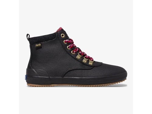 Keds Scout Boot III Water-Resistant Canvas Wol Veterschoenen Dames Zwart | BE-67541