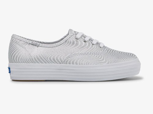 Keds Triple CVO Metallic Platform Schoenen Dames Wit Zilver | BE-62347