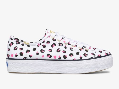 Keds Triple Kick Leopard Canvas Platform Schoenen Dames Wit Gekleurd | BE-19834