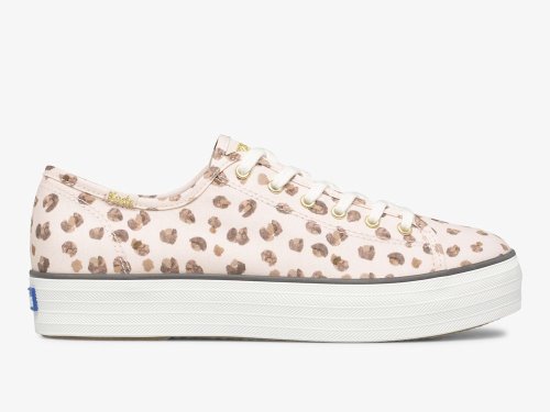 Keds Triple Kick Leopard Canvas Platform Schoenen Dames Roze Gekleurd | BE-38683