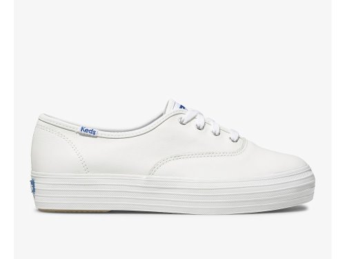 Keds Triple Leren Platform Schoenen Dames Wit | BE-72665