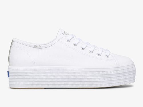 Keds Triple Up Canvas Platform Schoenen Dames Wit | BE-98655