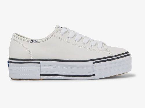 Keds Triple Up Leren Bumper Foxin Platform Schoenen Dames Wit | BE-39032