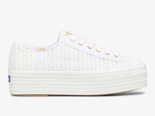 Keds Triple Up Raffia Tennisschoenen Dames Wit | BE-63226