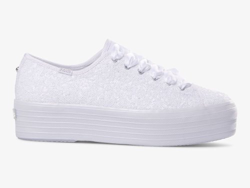 Keds Triple Up Sequins Platform Schoenen Dames Wit | BE-31230