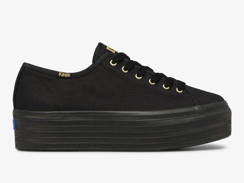 Keds Triple Up Tennisschoenen Dames Zwart Zwart | BE-44126