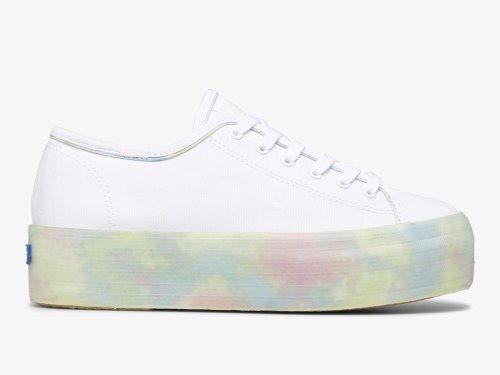 Keds Triple Up Tie Dye Foxing Platform Schoenen Dames Wit Gekleurd | BE-73207